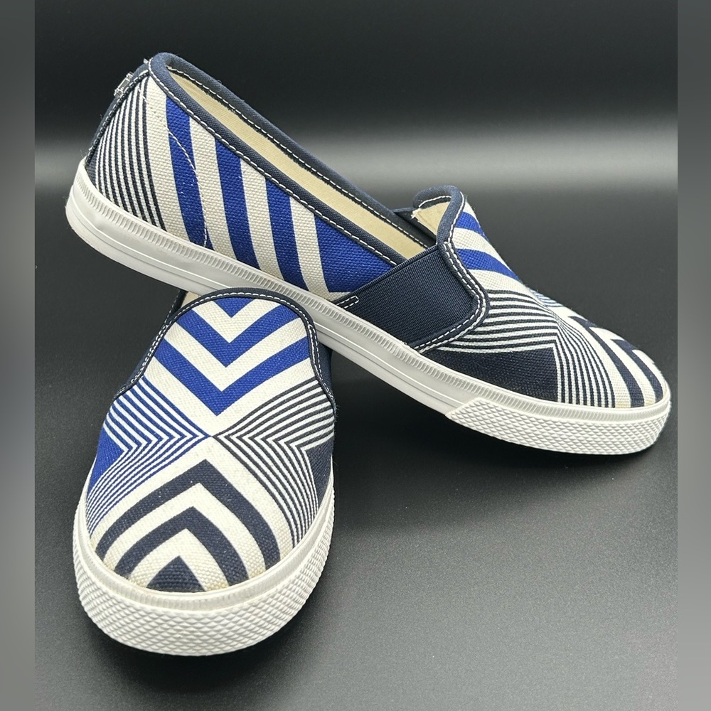Lauren Ralph Lauren Jinny-Sk-Spo Striped Canvas Sneakers US Size 8
